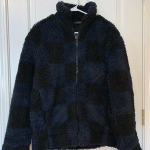 LOUIS VUITTON Giant Damier Blue Fleece Sweater -Size Medium- Retail $1,860